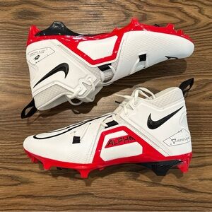 Size 12.5 Nike Alpha Menace Pro 3 Mid Football Cleats White/Red DM1788-105 NEW